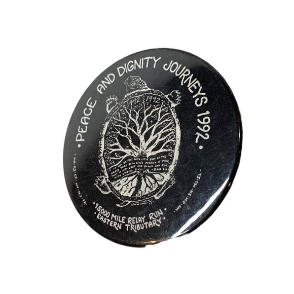 Vintage 1992 Pinback 15,000 Mile Relay Run Eastern Tributary Black White 2.25" D - Picture 3 of 6